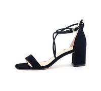MKLHAVB 5cm Low Heels Velvet Stripe Ankle Strap Sandals Office Pumps Thick High Heels Red Wedding Shoes(Black,36)