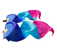 MKLHAVB Accessories Belly Dancing Silk Fans Stage Performance Silk Belly Dance Fans Gradient Colour Dance(Color 22,S-120x90cm)