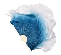 MKLHAVB Dance Fan Veil Pair 2pcs Circle Real Silk Dancer Practice Show Props Extra Long Flowy Folk Costume(Color 8,Right Left-1 People)