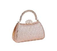 MKLHAVB Sequined Glitter Clutch Bag Full Rhinestone Design Party Women Handbags Portable Tote Shoulder Messenger Bag(Champagne)