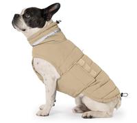 Mklhgty Dog Coat, Waterproof Winter Jacket, Warm Windproof Jacket, Reflective Adjustable Turtleneck Coats for Small Dogs with Hook & Loop - Khaki - S