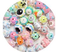 MKLKSDH 10Pcs Acrylic Beads, Hand-Painted Cartoon Round, 16MM Loose Beads for Jewelry DIY Projects, Phone Lanyard, Keychain, Accessories