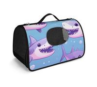 MKLYR Pet Carrier, Cartoon Shark Pattern Printed Pet Function Handbag, Breathable Mesh Soft Cushion, Pet Travel Portable Bag Carrier for Cat and Small Dog Home, 45X26X23.5cm, style-9
