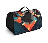 MKLYR Pet Carrier, Colorful Square Pattern Printed Pet Function Handbag, Breathable Mesh Soft Cushion, Pet Travel Portable Bag Carrier for Cat and Small Dog Home, 45X26X23.5cm