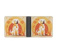 MKLYR Wallet, A Dog Sitting Printed Leather Money Clip Mens Wallet,Extra Capacity Slim Bifold Wallet,Security Wallet,Thin & Stylish, Gift For Men, A Dog Sitting, One Size, 简约