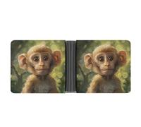 MKLYR Wallet, A Little Monkey Printed Leather Money Clip Mens Wallet,Extra Capacity Slim Bifold Wallet,Security Wallet,Thin & Stylish, Gift For Men, A Little Monkey, One Size