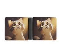 MKLYR Wallet, Big Eyes Look Up Printed Leather Money Clip Mens Wallet,Extra Capacity Slim Bifold Wallet,Security Wallet,Thin & Stylish, Gift For Men, Big Eyes Look Up, One Size