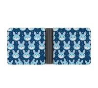 MKLYR Wallet, Bunny Cartoon Blue Printed Leather Money Clip Mens Wallet,Extra Capacity Slim Bifold Wallet,Security Wallet,Thin & Stylish, Gift For Men, Bunny Cartoon Blue, One Size