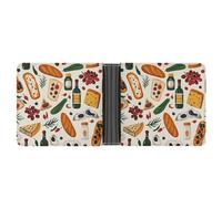 MKLYR Wallet, Food And Wine Printed Leather Money Clip Mens Wallet,Extra Capacity Slim Bifold Wallet,Security Wallet,Thin & Stylish, Gift For Men, Food and Wine, One Size, 简约