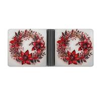 MKLYR Wallet, Garland of Red Flowers Printed Leather Money Clip Mens Wallet,Extra Capacity Slim Bifold Wallet,Security Wallet,Thin & Stylish, Gift For Men, Garland of Red Flowers, One Size