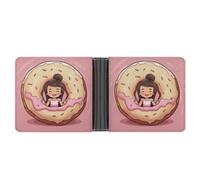 MKLYR Wallet, Girl And Donut Printed Leather Money Clip Mens Wallet,Extra Capacity Slim Bifold Wallet,Security Wallet,Thin & Stylish, Gift For Men, Girl and Donut, One Size