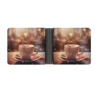 MKLYR Wallet, Hearts Drawn on Coffee Printed Leather Money Clip Mens Wallet,Extra Capacity Slim Bifold Wallet,Security Wallet,Thin & Stylish, Gift For Men, Hearts Drawn on Coffee, One Size