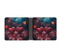 MKLYR Wallet, Two Hearts Pattern Printed Leather Money Clip Mens Wallet,Extra Capacity Slim Bifold Wallet,Security Wallet,Thin & Stylish, Gift For Men, Two Hearts Pattern, One Size, 现代