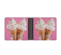 MKLYR Wallet, Two Ice Cream Cones Printed Leather Money Clip Mens Wallet,Extra Capacity Slim Bifold Wallet,Security Wallet,Thin & Stylish, Gift For Men, Two Ice Cream Cones, One Size