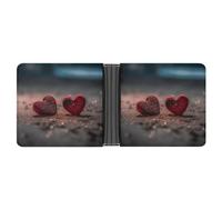 MKLYR Wallet, Two Shaped Hearts Printed Leather Money Clip Mens Wallet,Extra Capacity Slim Bifold Wallet,Security Wallet,Thin & Stylish, Gift For Men, Two Shaped Hearts, One Size