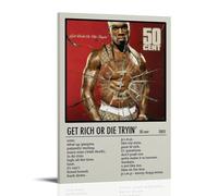 MKLYUA 50 Cent Get Rich Or Die Tryin’Poster Canvas Classic Decoration Waterproof Fading Mural Art Universal Decoration Painting Give Friend Teacher Gift12x18inch(30x45cm) Frame-style