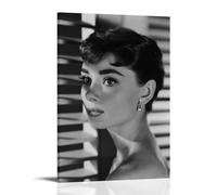 MKLYUA Audrey HepburnPoster Canvas Classic Decoration Waterproof Fading Mural Art Universal Decoration Painting Give Friend Teacher Gift24x36inch(60x90cm) Frame-style