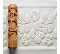 MKM Pottery Tools Wood Big Hand Rollers for Clay (BHR-145 Hibiscus Flowers)