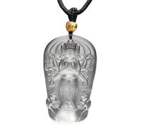 MKMKM Pendant, 1pcs Eight Armed Guanyin Buddha Statue Necklace, Guanyin Bodhisattva Glass Pendant with Handmade Rope, Unisex