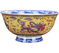 MKMKM Retro Ceramic Bowls，Soup Bowl 4.5/5/6 in pottery porcelain high foot bone China dragon pattern bowl bowl tableware(6in)