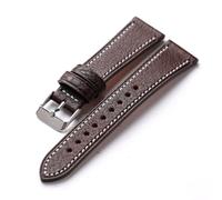 MKMKM Watch Strap，Watch bands,Handmade Strap 18 19 20 22mm Brown Blue Green Leather Men Vintage Style Quick Release Watchbandc(Brown Silver Buckle,19mm)