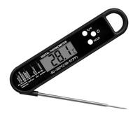 MKMKVUWO Meat Thermometer, Air Fryer Probe, Cooking Probe, Instant Read Display, Folding, C °/F ° Switching Temp Chat Attached to the Refrige for Kitchen, BBQ, Water, Meat, Cooking (Black)