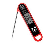 MKMKVUWO Meat Thermometer, Air Fryer Probe, Cooking Probe, Instant Read Display, Folding, C °/F ° Switching Temp Chat Attached to the Refrige for Kitchen, BBQ, Water, Meat, Cooking (Red)
