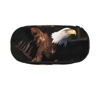 MKNAZ 3D Bald Eagle Printed Pencil Case & Makeup Pouch Oxford Fabric Stationery Pouch Unisex Pencil Box for School/Office/Travel