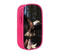 MKNAZ 3D Bald Eagle Printed Pencil Case Pen Bag Double-Layer Pen Pouch Organizer for Student Artists School Office College, Pink