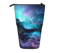 MKNAZ 3D Graphics Universe Space Printed Telescopic Pencil Case Stand Up Pen Bag, Cute Pencil Organizer Portable Pencil Bag Suitable for School Office