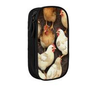 MKNAZ A Brood of Chickens Printed Pencil Case Pen Bag Double-Layer Pen Pouch Organizer for Student Artists School Office College, Black