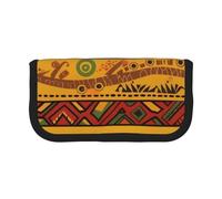 MKNAZ Abstract African National Pattern Printed Canvas Pencil Case Large Capacity Pen Pouch Stationery Organiser, Makeup Cosmetic Bag for School Office Travel, Student Gifts