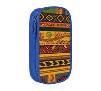 MKNAZ Abstract African National Pattern Printed Pencil Case Pen Bag Double-Layer Pen Pouch Organizer for Student Artists School Office College, Blue