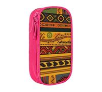 MKNAZ Abstract African National Pattern Printed Pencil Case Pen Bag Double-Layer Pen Pouch Organizer for Student Artists School Office College, Pink