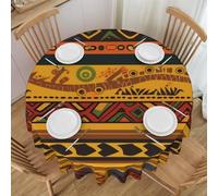 MKNAZ Abstract African National Pattern Printed Round Tablecloth 60in | Decorative Fabric Table Cloth Cover for Kitchen Dinning Parties Weddings Picnic