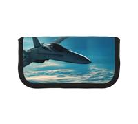 MKNAZ Aircraft Fighter Jets Printed Canvas Pencil Case Large Capacity Pen Pouch Stationery Organiser, Makeup Cosmetic Bag for School Office Travel, Student Gifts