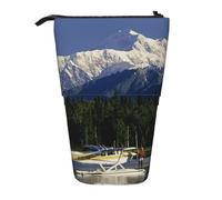 MKNAZ Airplane on Lake Printed Telescopic Pencil Case Stand Up Pen Bag, Cute Pencil Organizer Portable Pencil Bag Suitable for School Office