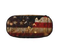 MKNAZ American Flag Stars Printed Pencil Case & Makeup Pouch Oxford Fabric Stationery Pouch Unisex Pencil Box for School/Office/Travel