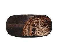 MKNAZ American West Rodeo Hat Printed Pencil Case & Makeup Pouch Oxford Fabric Stationery Pouch Unisex Pencil Box for School/Office/Travel