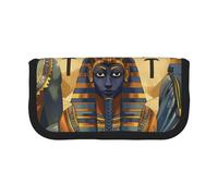 MKNAZ Ancient Egypt Tribe Series Printed Canvas Pencil Case Large Capacity Pen Pouch Stationery Organiser, Makeup Cosmetic Bag for School Office Travel, Student Gifts