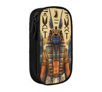 MKNAZ Ancient Egypt Tribe Series Printed Pencil Case Pen Bag Double-Layer Pen Pouch Organizer for Student Artists School Office College, Black