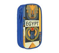 MKNAZ Ancient Egypt Tribe Series Printed Pencil Case Pen Bag Double-Layer Pen Pouch Organizer for Student Artists School Office College, Blue