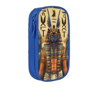 MKNAZ Ancient Egypt Tribe Series Printed Pencil Case Pen Bag Double-Layer Pen Pouch Organizer for Student Artists School Office College, Blue