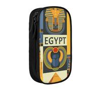 MKNAZ Ancient Egypt Tribe Series Printed Pencil Case Pen Bag Double-Layer Pen Pouch Organizer for Student Artists School Office College, Black
