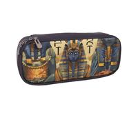 MKNAZ Ancient Egypt Tribe Series Printed Pu Leather Pencil Case Box Flip Pen Bag and Makeup Cosmetic Holder for Girls Boys School Students