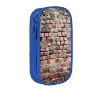 MKNAZ Ancient Worn Brick Wall Printed Pencil Case Pen Bag Double-Layer Pen Pouch Organizer for Student Artists School Office College, Blue