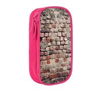 MKNAZ Ancient Worn Brick Wall Printed Pencil Case Pen Bag Double-Layer Pen Pouch Organizer for Student Artists School Office College, Pink