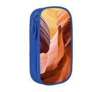 MKNAZ Antelope Canyon Printed Pencil Case Pen Bag Double-Layer Pen Pouch Organizer for Student Artists School Office College, Blue