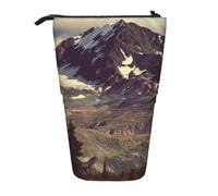 MKNAZ Arctic Landscape Alaska Mountains Scenery Printed Telescopic Pencil Case Stand Up Pen Bag, Cute Pencil Organizer Portable Pencil Bag Suitable for School Office
