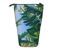 MKNAZ Banana Leaf Printed Telescopic Pencil Case Stand Up Pen Bag, Cute Pencil Organizer Portable Pencil Bag Suitable for School Office
